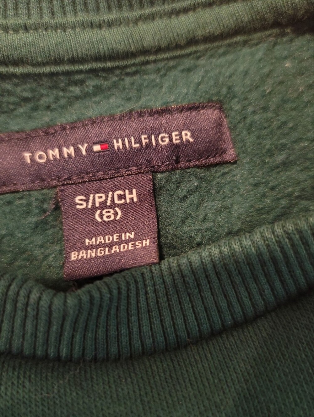TOMMY HILFIGER Green Crewneck Sweatshirt Preppy Youth Size S (8) - Picture 4 of 7